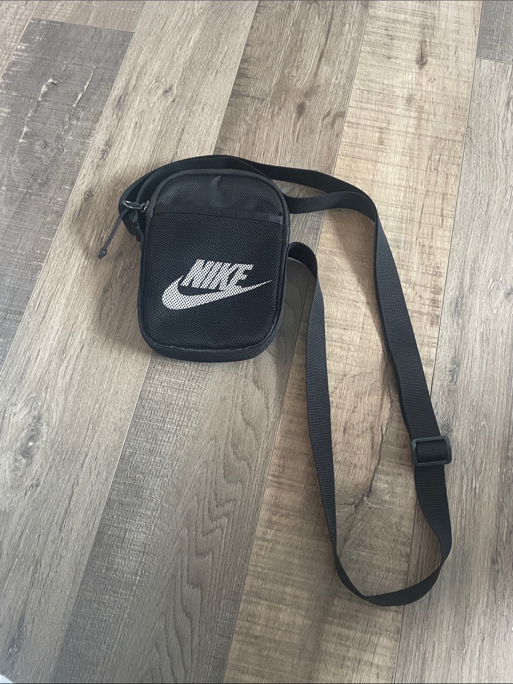 Nike Small Black Shoulder Bag with White Swoosh